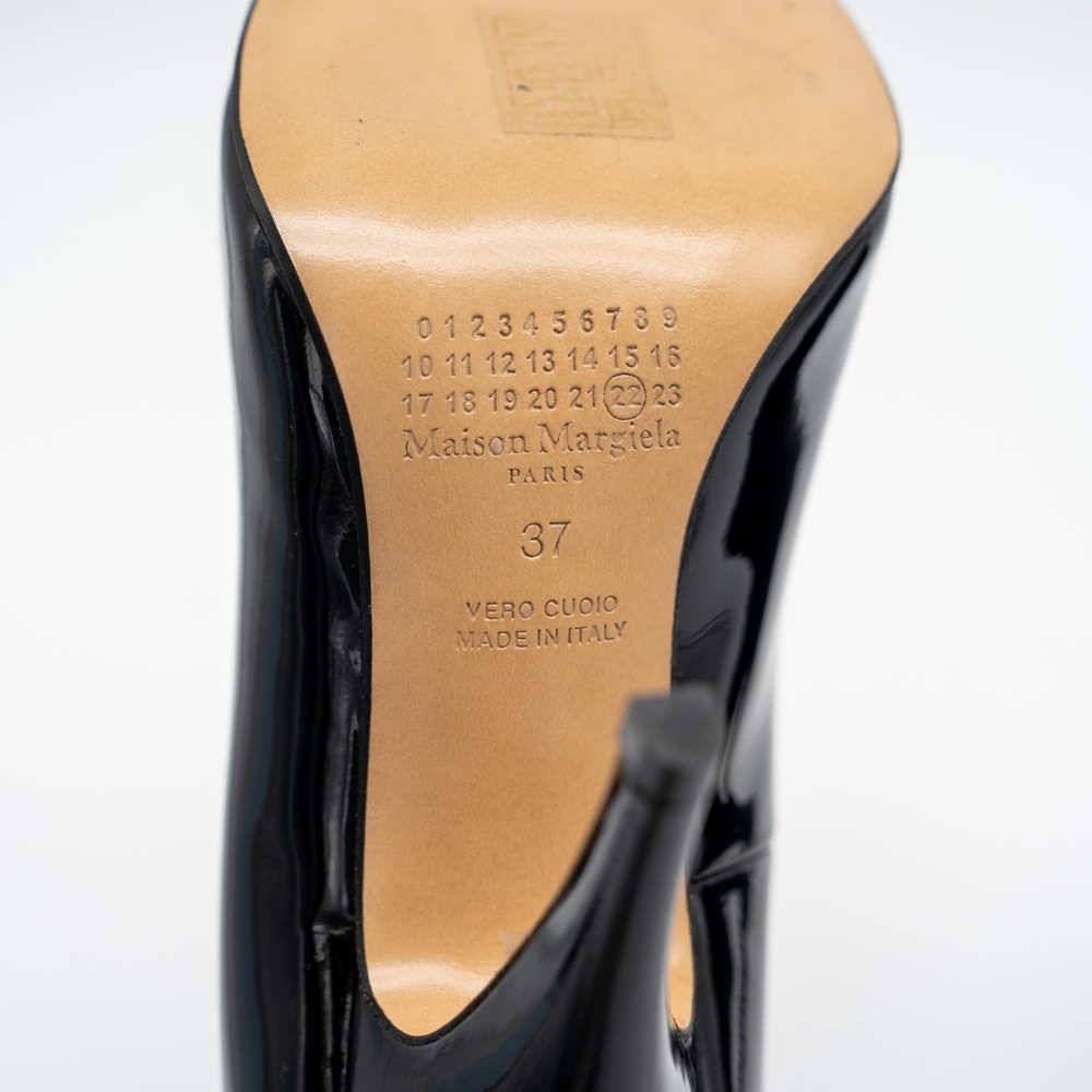 size 37 eu 7 US Maison Margiela Tabi Patent Leather Pumps Black Heels - Picture 10 of 12
